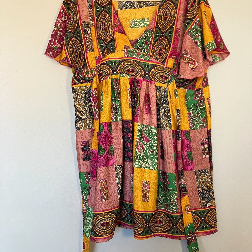 70's-style silk caftan, knee length - Picture 5 of 9